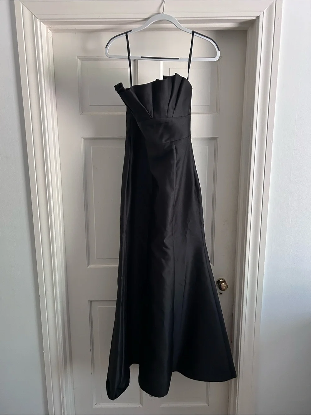 ALFRED SUNG Black Strapless Maxi Gown with Pleated Bodice - Picture 1 of 5